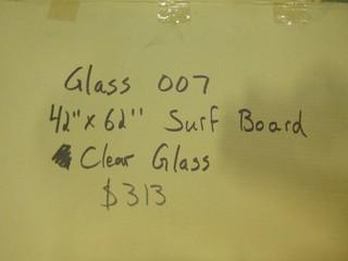 40" x 66" Rectangular Glass Table Top and 42" x 62" Surf Board Glass Table (W-3-4-1, 3 pcs)
