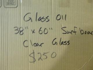 44" x 66" Oval Glass Table Top and 38" x 60" Surf Board Glass Table Top (W-3-4-1)