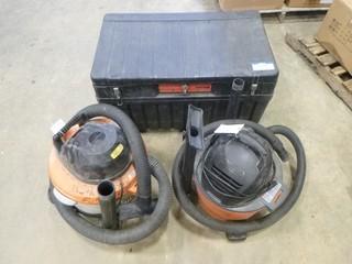 Tuff Bin and (2) Ridgid Shop Vacuums (W-4-5-3)