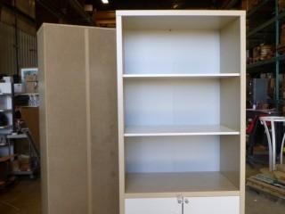 2-Door Storage Cabinet w/ 3-Tier Bookshelf (WR-3)