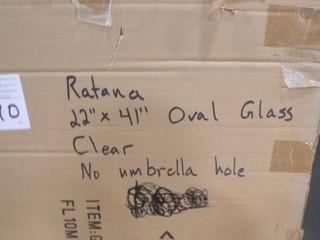 Ratana 22" x 41" Oval Glass Clear  (No Umbrella Hole) (W-4-1-3)