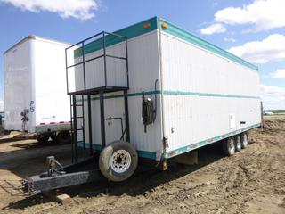 26' x 10' Camp c/w Tridem Trailer, Pintle Hitch, Electric Brake, Spring Susp, 235/85R16 Tires, Camp: 1 Shower, 1 Toilet, 1 Bedroom, A/C, LPG Hook-Up, Overall Length 34', SN 2AT4042174M300006