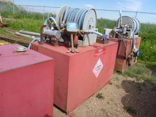 Fuel Tank c/w GPI MR530 Fuel Meter, Fuel Nozzle, Hose and Hose Reel, GPI Fuel Transfer Pump, Unit 209