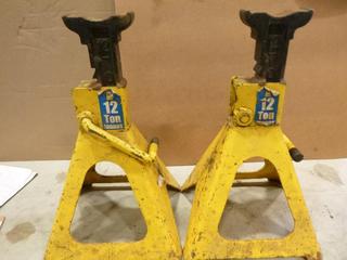 (2) Power Fist 12 Ton Non Adjustable Jack Stand 23" Height (WR1-10)