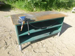 (1) Work Bench w/ Power and Bench Vise, 60" x 28" x 34" (WR1-10)