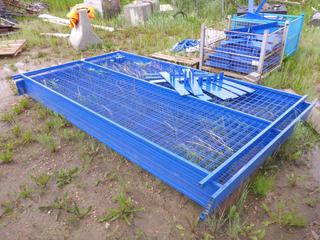 (10) 10' x 6' Blue Construction Fence Panels, 10 Feet, 10 Tops. 3MM Dia Wire, Electro Galvanized Wire, Powder Coated