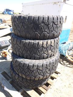 (4) Tires 325/6R18 Fierce Attitude M/T, C/w Rims * Used Tires need Air - Pulled away from Rim* (WR1)