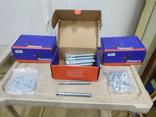 (3) Boxes of 25, Powers 5/8" x 6" Stud & SDI Concrete Anchor (B-1)