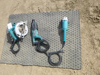 (1) Makita Grinder, Model 9005B, 125MM Wheel Size, (1) Makita Circular Saw, (1) Makita Hammer Drill, Model HR2455 (A-1)