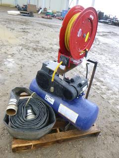 Campbell Hausfeld Air Compressor, 26 Gallon 240V, 15A, C/w Lincoln Reel & Hose, 4" Water Hose (WR1)