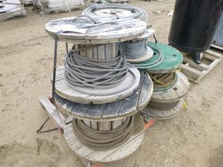 (7) Spools of Steel Cable, Various Lengths