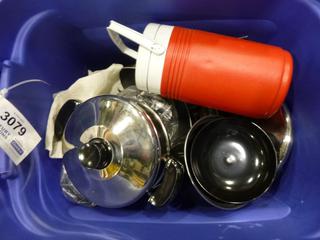Assorted Pots and Pans, C/w Water Jug, Candles, Roaster and 6 Outlet Multi Plug (EE1-4-1)