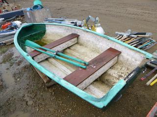 Row Boat, 137 1/2" x 57", C/w (2) Oars *Note Damaged* (WR-5)