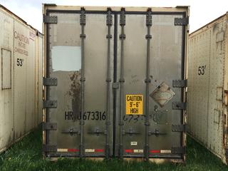 53' Storage Container # HRTU 673316 c/w Reefer.
