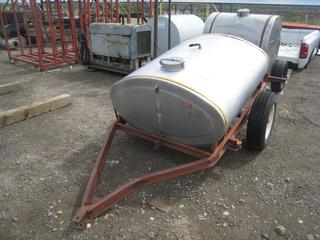 S/A Trailer c/w Aluminum 250 Gal Low Profile Oval Water Tank.