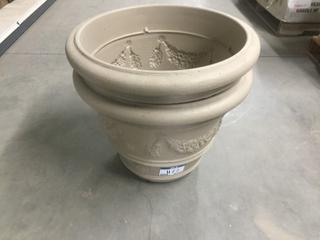 (2) Beige Large Planters.