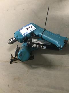 Makita 9.6 Volt Drill, Saw & (2) Batteries.