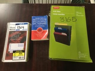 Wall Files, Phone Message Book, Dictionary.