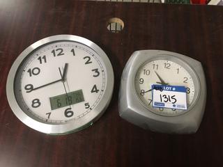 (2) Wall Clocks.