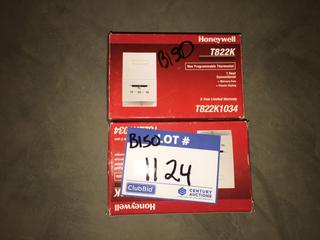 (2) Honey Well Thermostat, T822K.