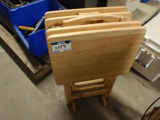 Set Of 4 Fold Up Tv Stand Tables W/ Storage Stand.
