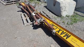 4000 Lb 15' Gantry Crane c/w 2000lb I-Beam Trolley and 1 Ton CM Cyclone S Manual Chain Hoist.