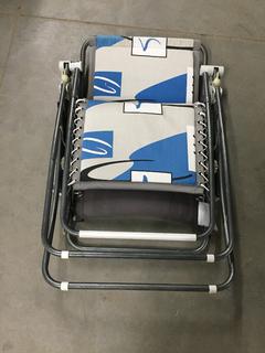 Lawn Chair, Blue And White.