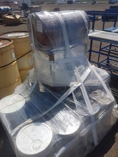 Pallet of Ucatherm 50/50 Antifreeze & 15 Gallon Fuel Tank on Stand.