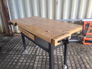 General Wood Work Table 5' x 32" x 39" w/ Adjustable Legs.
