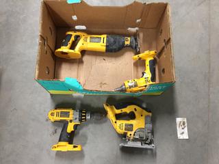 DeWalt 18 Volt, 1/2" Drill/Reciprocating Saw/Jig Saw/Drywall Drill. (No Battery's, No Charger).