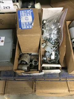 Quantity MISC Electrical Fittings, Connectors, Clamps, Tas.