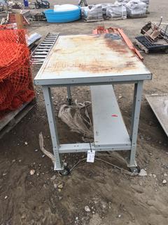 Rolling Metal Work Bench 5'x 30"x 39".