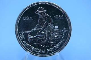 1984 USA The American Prospector 1 Troy Ounce .999 Silver Engelhard Coin.