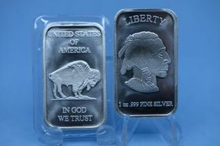 Liberty 1 Oz .999 Fine Silver Bar.