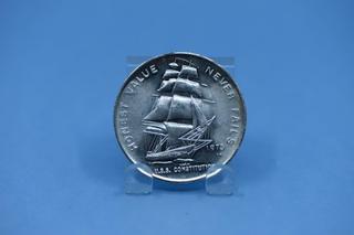 1973 USS Constitution 1 Troy Oz Pure Silver Coin.