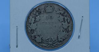 1919 Canada Silver 50 Cent Coin.