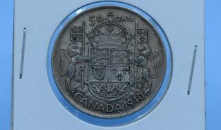 1940 Canada Silver 50 Cent Coin.