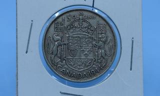1944 Canada Silver 50 Cent Coin.
