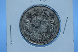 1946 Canada Silver 50 Cent Coin.