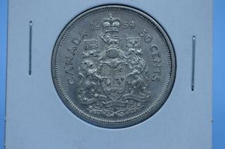 1959 Canada Silver 50 Cent Coin.