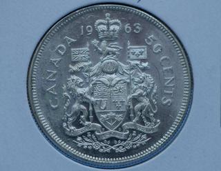 1963 Canada Silver 50 Cent Coin.