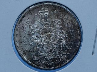 1964 Canada Silver 50 Cent Coin.