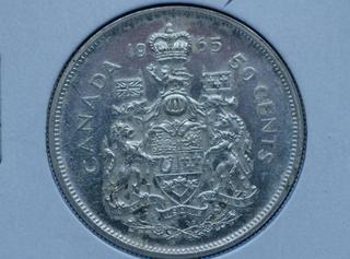 1965 Canada Silver 50 Cent Coin.