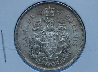 1966 Canada Silver 50 Cent Coin.