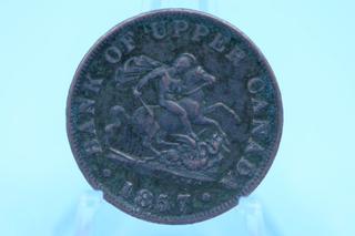 1857 Bank of Upper Canada Dragonslayer Half-Penny.