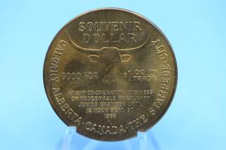 1963 Calgary Stampede Large Brass $1 Trade Dollar.