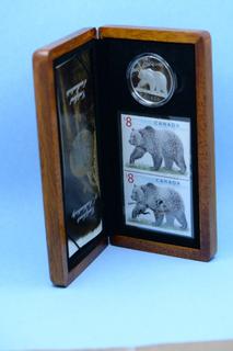Canada The Great Grizzly Limited Edition Coin & Stamp Set c/w Silver Coin.
