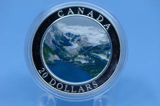 2003 Canada Rocky Mountain .9999 Silver 1 Oz Colorized Coin.