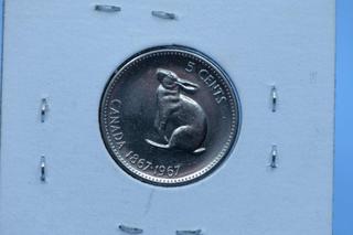 1867 - 1967 Canada 5 Cent Centennial Coin.