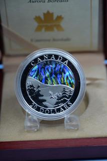 Canada Aurora Borealis Holographic 1 Oz .9999 Silver Proof Coin.